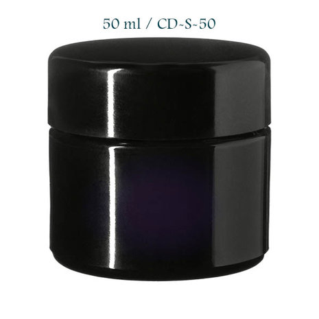 50 ml cosmeticapot Ceres, Miron violet glas CD-S-50 met modern of klassiek deksel