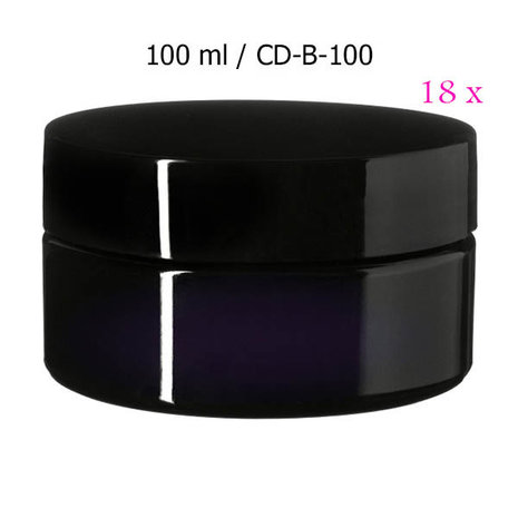 18 x 100 ml brede cosmeticapot Sirius, Miron violet glas CD-B-100