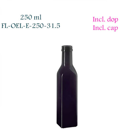 250 ml Castor vierkante oliefles, Miron violet glas, Miron artikelnummer SM130019-204