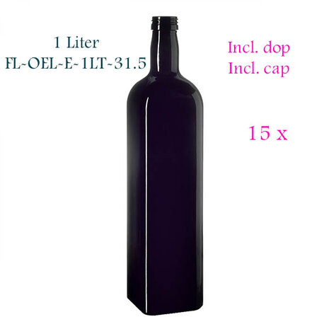 15 x 1 Liter vierkante oliefles, Miron violet glas FL-OEL-E-1LT-31.5