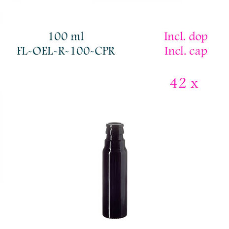 42 x 100 ml ronde oliefles Pollux, Miron violet glas FL-OEL-R-100-CPR