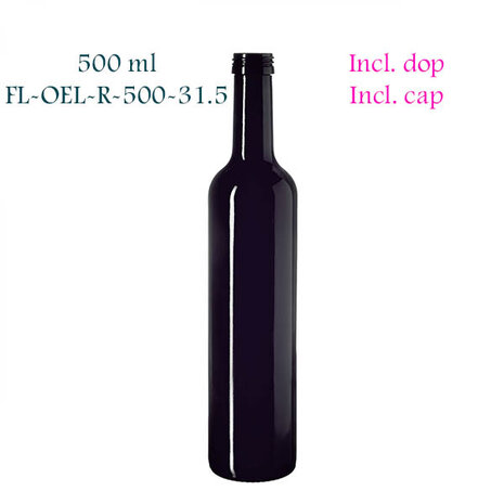 500 ml ronde oliefles Pollux, Miron violet glas FL-OEL-R-500-31.5