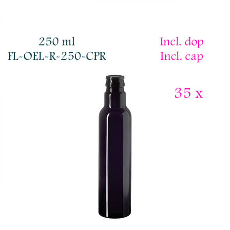 35 x 250 ml ronde oliefles Pollux, Miron violet glas FL-OEL-R-250-CPR