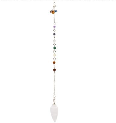 Seleniet pendel met chakra-ketting