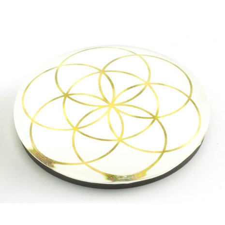 Magneet decoratie Seed of Life, goudkleur, 4 cm