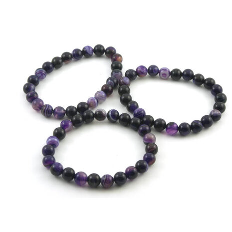 Agaat armband, 8 mm kralen, paars