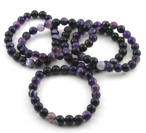 edelsteen armband agaat, paars gekleurd, 8 mm kralen