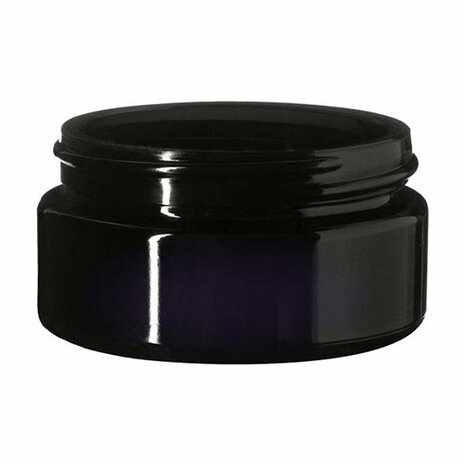 28 x Miron violet glas cosmeticapot breed  50 ml (CD-B-50) Sirius bij Just Flow - webwinkel met violet glas, edelsteenremedies, edelstenen, wierook en spirituele artikelen in Vlissingen (Zeeland)