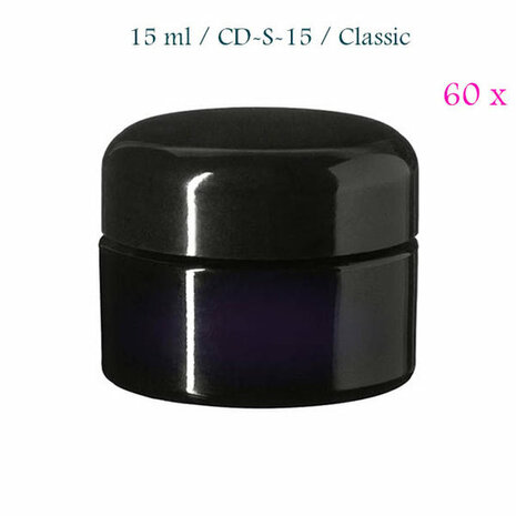 60 x 15 ml cosmeticapot Ceres, Miron violet glas CD-S-15  bij Just Flow - webwinkel met violet glas, edelsteenremedies, edelstenen, wierook en spirituele artikelen in Vlissingen (Zeeland)
