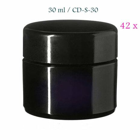 42 x 30 ml Ceres cosmeticapot met modern of klassiek deksel, Miron violet glas