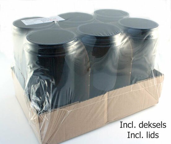 6 x 1 liter Saturn wijdhalspot, Miron violet glas. Miron artikelnummer SM120016-204 bij Just Flow - webwinkel met violet glas, edelsteenremedies, edelstenen, wierook en spirituele artikelen in Vlissingen (Zeeland)