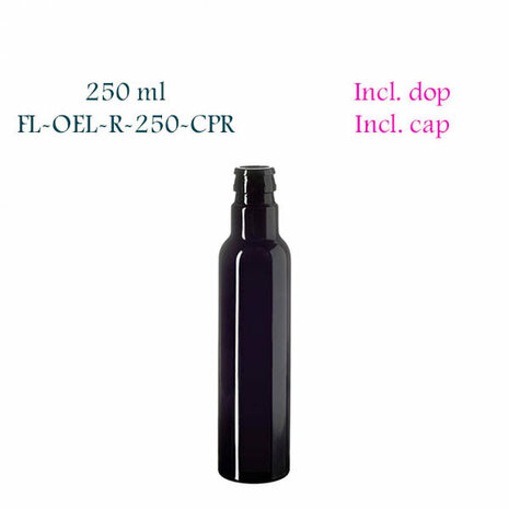 250 ml Pollux ronde oliefles, Miron violet glas