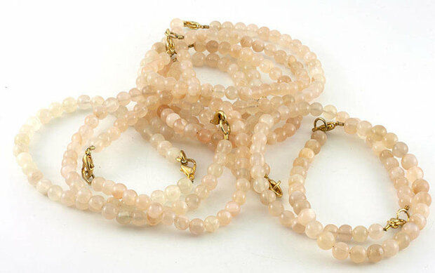 Maansteen armband met slotje, 5-6 mm kralen, licht - Just Flow - webwinkel met violet glas, edelsteenremedies, edelstenen, sier