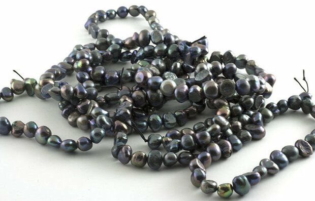 Zoetwaterparel armband, petrol - Just Flow - webwinkel met violet glas, edelsteenremedies, edelstenen, sieraden, pendels, orake