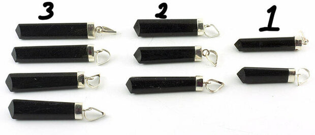 Zwarte toermalijn met zilver kapje - Just Flow - webwinkel met violet glas, edelsteenremedies, edelstenen, sieraden, pendels, orakelkaarten, wierook, smudgekruiden en spirituele artikelen in Vlissingen (Zeeland)