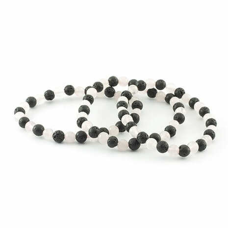 Rozekwarts en lava armband, 6 mm kralen