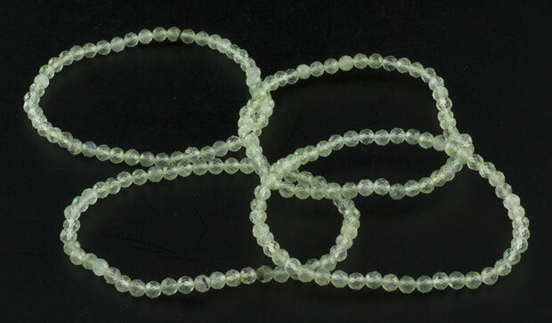 Prehniet armband, 4 mm kralen, facet geslepen - Just Flow - webwinkel met violet glas, edelsteenremedies, edelstenen, sieraden,