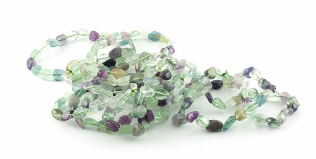 Fluoriet armband, 6-9 mm nuggets - Just Flow - webwinkel met violet glas, edelsteenremedies, edelstenen, sieraden, pendels, ora