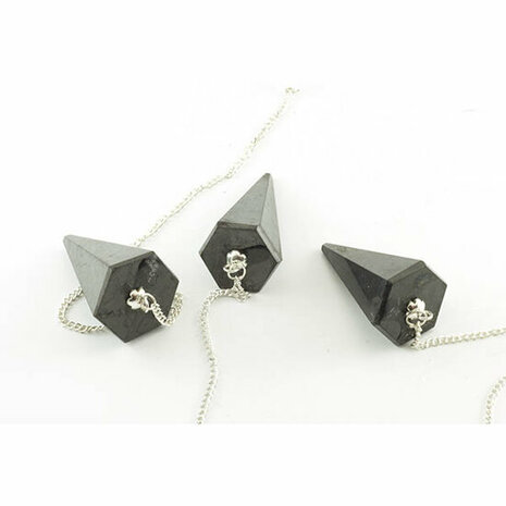 Shungit / shungite pendel, facet, klein foutje (lijm)