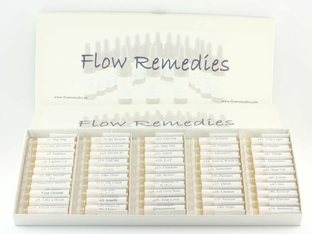 Testset Flow Remedies combinaties - Just Flow - webwinkel met violet glas, edelsteenremedies, edelstenen, sieraden, pendels, orakelkaarten, wierook, smudgekruiden en spirituele artikelen in Vlissingen (Zeeland)