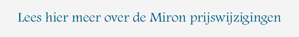 Banner met link naar de informatie over de aanstaande prijswijzigingen voor Miron violet glas