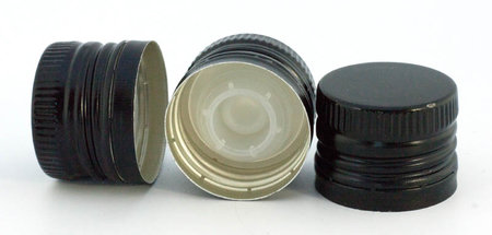 Aluminium screw cap with pourer insert for 31.5 threadnorm oil bottles