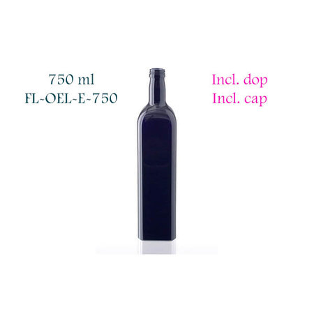 750 ml vierkante oliefles, Miron violet glas FL-OEL-E-750-31.5 OP=OP