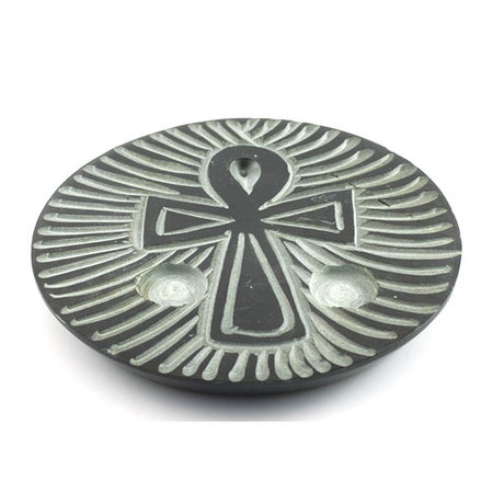Soapstone incense holder Ankh for cones and sticks