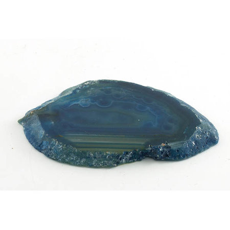 Agaatschijfje ca 4 x 6 cm, blauw gekleurd