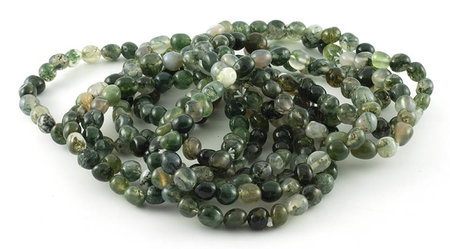 Moss Agate Bracelet, 6-8 mm Nuggets