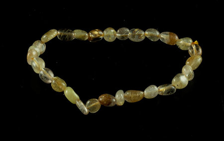 Rutielkwarts armband, 6-8 mm nuggets, goudkleurig