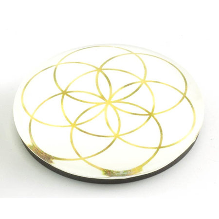 Magneet decoratie Seed of Life, goudkleur, 4 cm