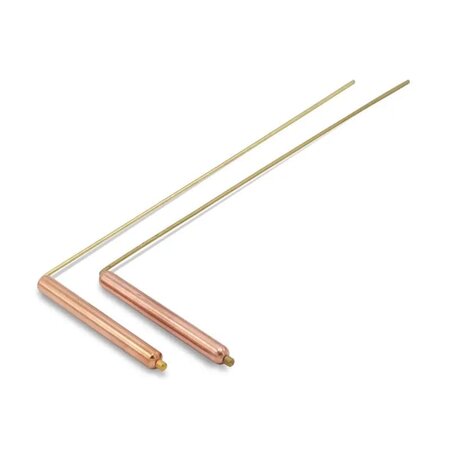 Wichelroede messing/koper 29x8 cm. Set van 2