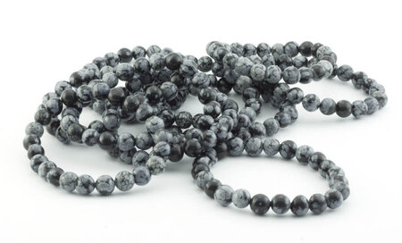 Snowflake Obsidian Bracelet, 8mm Beads