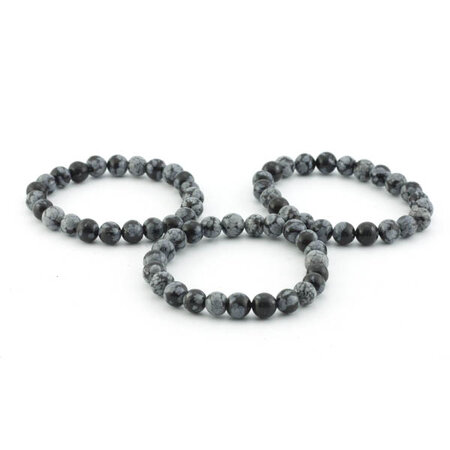 Snowflake Obsidian Bracelet, 8mm Beads