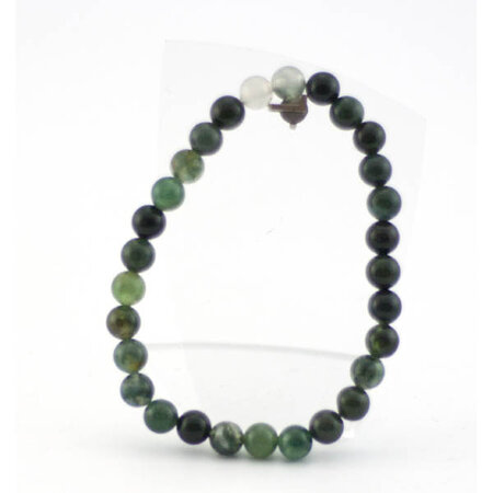 Moss Agate Bracelet, 6 mm Beads