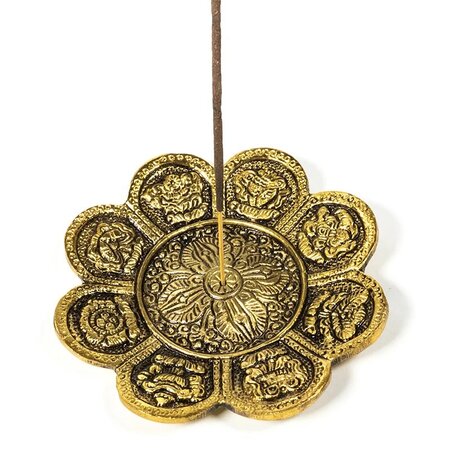Wierookbrander met voorspoedsymbolen, goudkleur