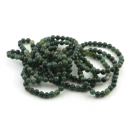 Moss Agate Bracelet, 6 mm Beads
