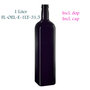 1 Liter vierkante oliefles, Miron violet glas