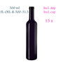 15 x 500 ml ronde oliefles Pollux, Miron violet glas FL-OEL-R-500-31.5