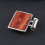 Red jasper in silver, rectangle