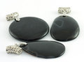 Agate on clip pendant, black