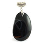 Agate on clip pendant, black