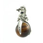 Tiger's eye sphere in metal pendant