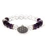 Amethyst/Clear Quartz Bracelet with Flower of Life Charm