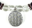 Amethyst/Clear Quartz Bracelet with Flower of Life Charm