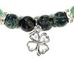 Kambaba Jasper/Green Aventurine Bracelet with Four-Leaf Clover Charm