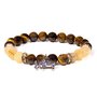 Tiger's Eye / Rutilated Quartz Bracelet with Elephant Charm