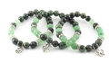 Kambaba Jasper/Green Aventurine Bracelet with Four-Leaf Clover Charm