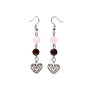 Garnet / Rose Quartz Earrings with Heart Charms